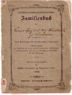 Familienbuch Franz Carl Wilhelm Windhorst zu Gronau